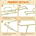 32 Pack Wire Buffet Rack Stand Folding Chafing Stand Chrome Frame Serving Trays Food Warmer with Plastic Tongs, alternate