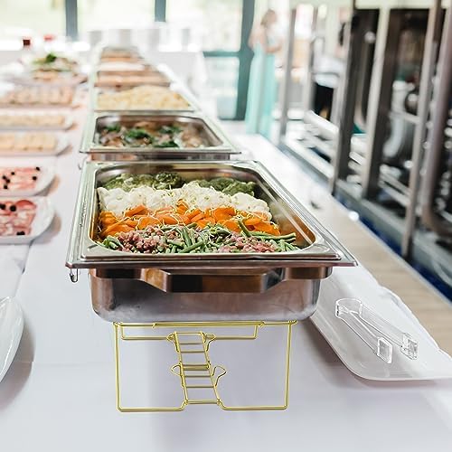32 Pack Wire Buffet Rack Stand Folding Chafing Stand Chrome Frame Serving Trays Food Warmer with Plastic Tongs, alternate