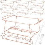 32 Pack Wire Buffet Rack Stand Folding Chafing Stand Chrome Frame Serving Trays Food Warmer with Plastic Tong