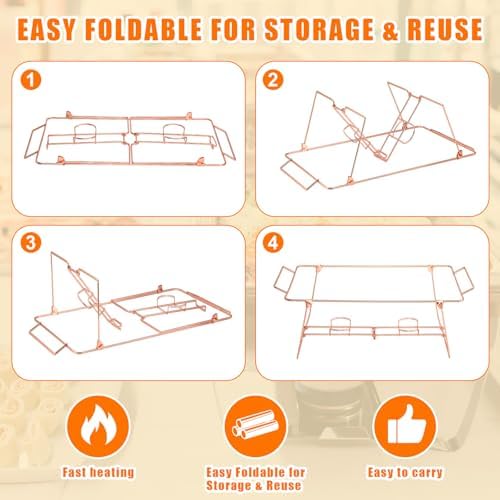 32 Pack Wire Buffet Rack Stand Folding Chafing Stand Chrome Frame Serving Trays Food Warmer with Plastic Tong, alternate view