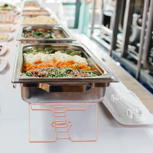 32 Pack Wire Buffet Rack Stand Folding Chafing Stand Chrome Frame Serving Trays Food Warmer with Plastic Tong, alternate view