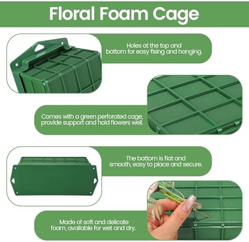 32 Packs Floral Foam Cage Rectangle Flower Cage Holders with Floral Foam Flower Arrangement Supplies for Fresh, alternate