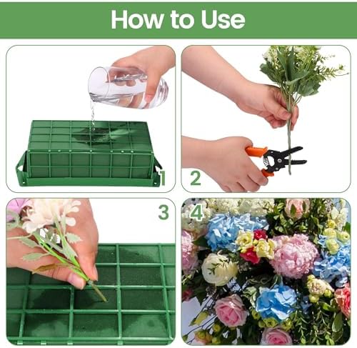 32 Packs Floral Foam Cage Rectangle Flower Cage Holders with Floral Foam Flower Arrangement Supplies for Fresh, alternate