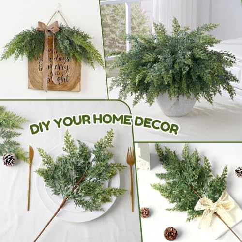 32 Pcs Artificial Lifelike Touch Christmas Cedar Branches for Vase Decor, alternate view 4