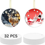 32 pcs Metal Sublimation Ornament Blanks, Christmas Ornaments Sublimation Christmas Ornament Blanks for Christma