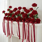 32 PCS Red Roses, Velvet Realistic Fake Flowers w/Stems in Red, alternate view 4