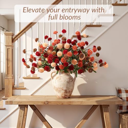 32 PCS Silk Mums Artificial Fall Flowers with Eucalyptus for Vase, alternate view 3