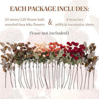 32 PCS Silk Mums Artificial Fall Flowers with Eucalyptus for Vase, alternate view 5
