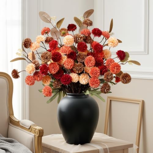 32 PCS Silk Mums Artificial Fall Flowers with Eucalyptus for Vase, alternate view 6