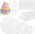 32 Pieces Cake Dowel Rods with Cake Separator Plates Kit in White