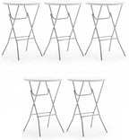 32” Round Bar Height Folding Table Set of 5 - 43” High Top Commercial Plastic Table, White Granite, Portable