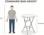 32” Round Bar Height Folding Table Set of 5 - 43” High Top Commercial Plastic Table, White Granite, Portable, alternate view
