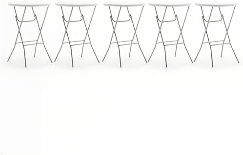 32” Round Bar Height Folding Table Set of 5 - 43” High Top Commercial Plastic Table, White Granite, Portable, alternate view