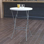 32" Round Folding Bar Height Tables for Parties and Commercial Events, Indoor/Outdoor Plastic Bar Height Folding