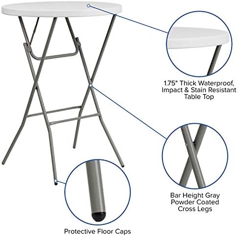 32" Round Folding Bar Height Tables for Parties and Commercial Events, Indoor/Outdoor Plastic Bar Height Folding, alternate