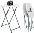 32" Round Folding Cocktail Table - HDPE Matrial Top with Steel Frame, Stable & Easy to Clean - High Top Table