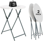 32" Round Folding Cocktail Table - HDPE Matrial Top with Steel Frame, Stable & Easy to Clean - High Top Table