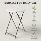 32" Round Folding Cocktail Table - HDPE Matrial Top with Steel Frame, Stable & Easy to Clean - High Top Table, alternate view