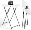 32" Round Folding Cocktail Table - HDPE Matrial Top with Steel Frame, Stable & Easy to Clean - High Top Table