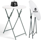 32" Round Folding Cocktail Table - HDPE Matrial Top with Steel Frame, Stable & Easy to Clean - High Top Table