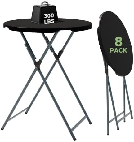 32" Round Folding Cocktail Table - HDPE Matrial Top with Steel Frame, Stable & Easy to Clean - High Top Table