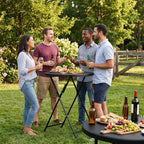 32" Round Folding Cocktail Table - HDPE Matrial Top with Steel Frame, Stable & Easy to Clean - High Top Table, alternate view