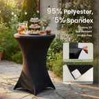 32" Round Folding Cocktail Table with Elastic Cover, Heavy Duty HDPE Top & Steel Frame, Stable & Easy to Clean, alternate