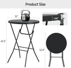 32'' Round Folding Table, HDPE Portable Bar Height Table with Removable Legs for Indoor Outdoor Wedding Event, alternate view