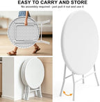 32" Round Folding Table, HDPE Top & Metal Frame, 10 Pack, White in White, alternate view 5
