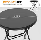 32" Round Folding Table, HDPE Top & Metal Frame, 6 Pack, Black in Black, alternate view 3
