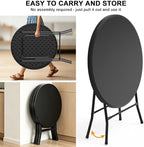 32" Round Folding Table, HDPE Top & Metal Frame, 8 Pack, Black in Black, alternate view 5