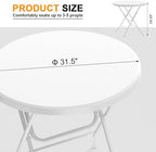 32" Round Folding Table, HDPE Top & Metal Frame, 8 Pack, White in White, alternate view 3