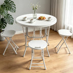 32" Round Folding Table, HDPE Top & Metal Frame, 8 Pack, White in White, alternate view 6