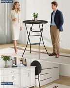 32" Round Folding Table, Plastic Bar Height Tables for Parties, Black in Black, alternate view 4