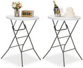 32" Round Folding Table, Portable Bar Height Folding Table with Detachable Legs, Round Foldable Table with HDPE