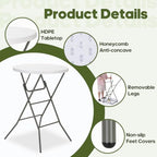 32" Round Folding Table, Portable Bar Height Folding Table with Detachable Legs, Round Foldable Table with HDPE, alternate