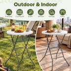 32" Round Folding Table, Portable Bar Height Folding Table with Detachable Legs, Round Foldable Table with HDPE, alternate