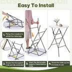32" Round Folding Table, Portable Bar Height Folding Table with Detachable Legs, Round Foldable Table with HDPE, alternate