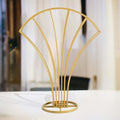32" Tall Gold Metal Scalloped Fan Shape Flower Frame Table Centerpiece, Wedding Floral Display Stand in Type 3