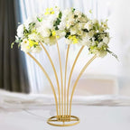 32" Tall Gold Metal Scalloped Fan Shape Flower Frame Table Centerpiece, Wedding Floral Display Stand in Type 3, alternate