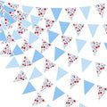 32Ft Blue Gingham Cheery Pennant Banner Fabric Triangle Flag Garland Streamers Party Decorations for Ma Cherie