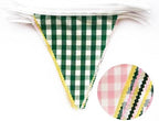 32Ft Camp Bride Party Decorations Pink Green Yellow Gingham Fabric Triangle Banner Flag Plaid Pennant Garland, alternate view