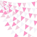 32Ft Pink Gingham Party Decorations Hot Pink Plaid Checkered Pennant Banner Fabric Triangle Flag Bunting Garland