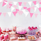 32Ft Pink Gingham Party Decorations Hot Pink Plaid Checkered Pennant Banner Fabric Triangle Flag Bunting Garland, alternate