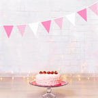 32Ft Pink Gingham Party Decorations Hot Pink Plaid Checkered Pennant Banner Fabric Triangle Flag Bunting Garland, alternate