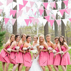 32Ft Pink Gingham Party Decorations Hot Pink Plaid Checkered Pennant Banner Fabric Triangle Flag Bunting Garland, alternate