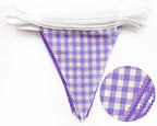 32Ft Purple Party Decorations Purple Gingham Triangle Flag Plaid Checkered Pennant Banner Fabric Garland, alternate view 2
