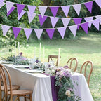 32Ft Purple Party Decorations Purple Gingham Triangle Flag Plaid Checkered Pennant Banner Fabric Garland, alternate view 5