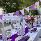 32Ft Purple Party Decorations Purple Gingham Triangle Flag Plaid Checkered Pennant Banner Fabric Garland, alternate view 7