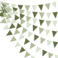 32Ft Sage Green Party Decorations Sage Gingham Banner Olive Green Buffalo Plaid Checkered Triangle Flag Pennant